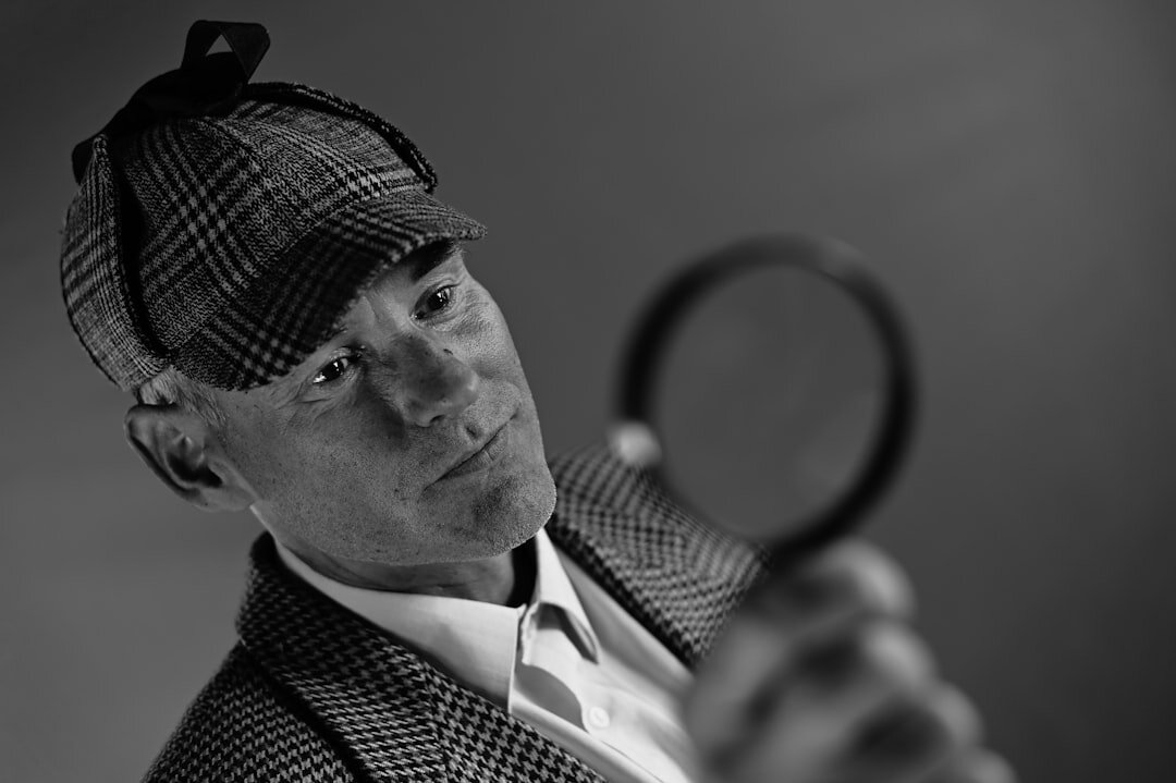 private investigator searching clues