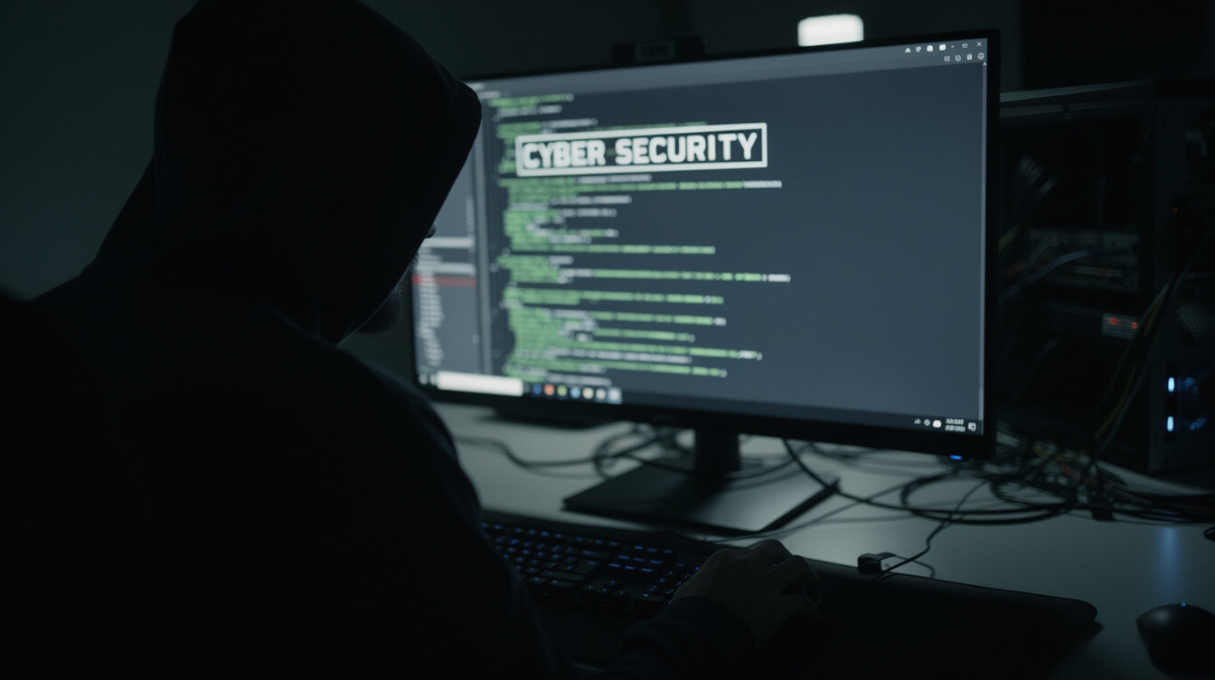 hacker in dark room